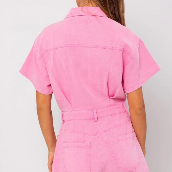 COPY - Pink Denim Romper - Picture 3 of 3